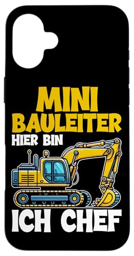 Mini Bauleiter Hier Bin Ich Chef Bagger Kinder Jungen Hülle für iPhone 16 Plus Mini Bauleiter Hier Bin Ich Chef Bagger Kinder Jungen Hülle für iPhone 16 Plus von Bauarbeiter Baumaschinen Kinder Geschenke Jungen