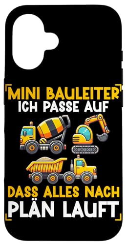 Mini Bauleiter Ich Passe Auf Dass Alles Nach Plän Lauft Hülle für iPhone 16 Mini Bauleiter Ich Passe Auf Dass Alles Nach Plän Lauft Hülle für iPhone 16 von Bauarbeiter Baumaschinen Kinder Geschenke Jungen