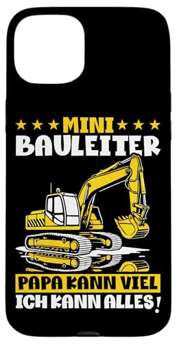Mini Bauleiter Papa Kann Viel Ich Kann Alles Bagger Kinder Hülle für iPhone 15 Plus von Bauarbeiter Baumaschinen Kinder Geschenke Jungen