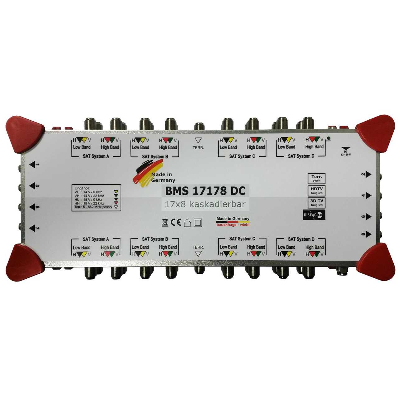 BMS 17178 DC Multischalter 17/8 kaskadierbar Multiswitch DiSEqC Verteiler BMS 17178 DC Multischalter 17/8 kaskadierbar Multiswitch DiSEqC Verteiler von Bauckhage