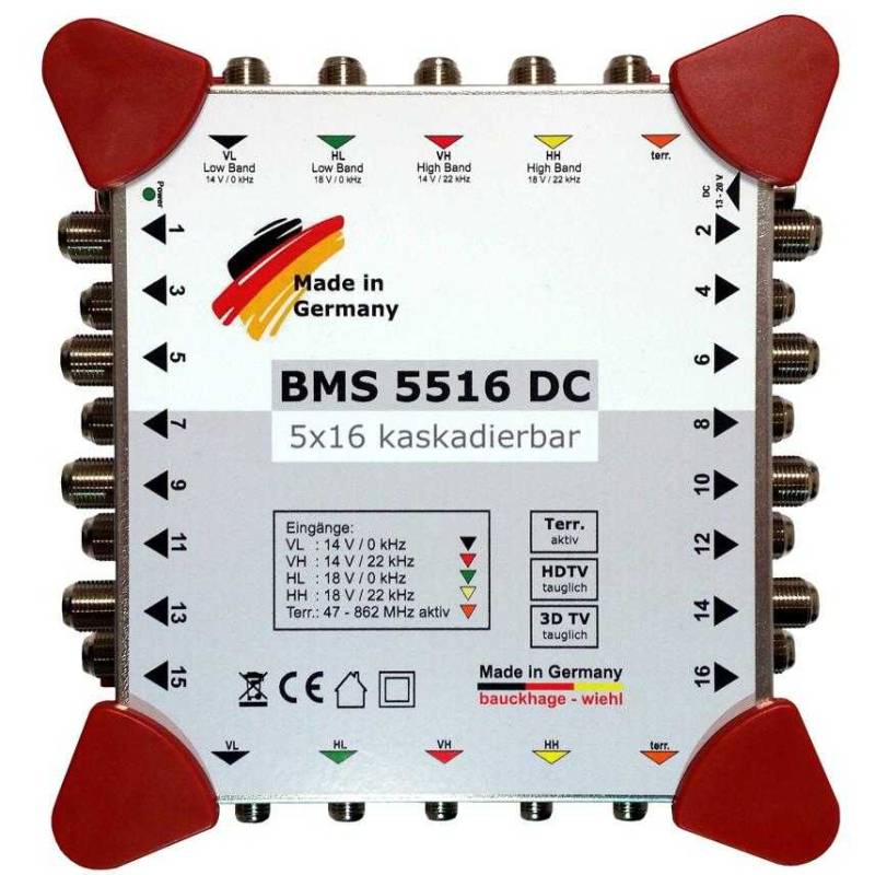 BMS 5516 DC Multischalter 5/16 Kaskadierbar für 1 Satellit & 16 Teilnehmer von Bauckhage