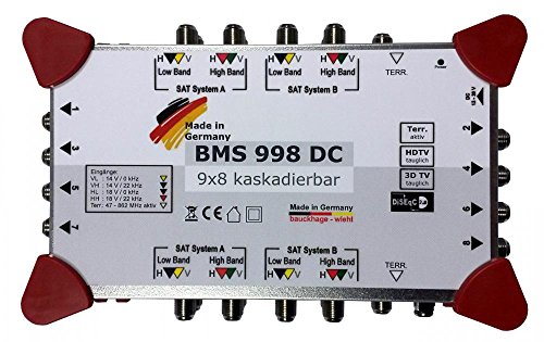 BMS 998 DC Multischalter 9/8 Kaskadierbar für 2 Satelliten und 8 Teilnehmer von Bauckhage