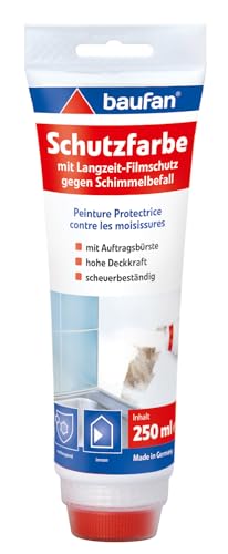 Baufan Schutz-Farbe Tube 250ml | Renovierfarbe | Wirksamer Langzeitschutz | Hohe Deckkraft | Einfache Anwendung | für schimmelgefährdete Oberflächen von Baufan
