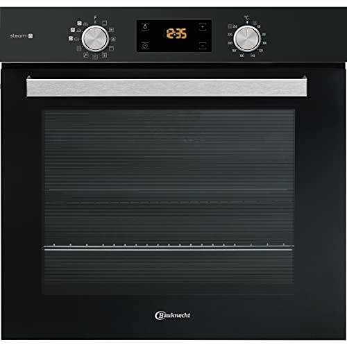 Bauknecht BAK5S KP8V2 BLG Einbau-Backofen mit Pyrolyse und Dampffunktion (71l) /Heißluftbackofen mit 11 Funktionen/Gentle Steam/PowerHeißluft/Multi-Level-Kochen, Schwarz, Schwarzglas von Bauknecht