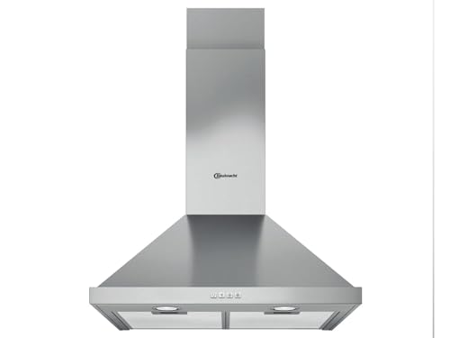 Bauknecht DBHPN 65 LM X/1 Dunstabzugshaube/Wand/ 60cm / Für Abluft- und Umluftbetrieb geeignet/LED / 1 leistungsstarker Lüftermotor, 3 Leistungsstufen/Energieeffizienzklasse D, Silber von Bauknecht