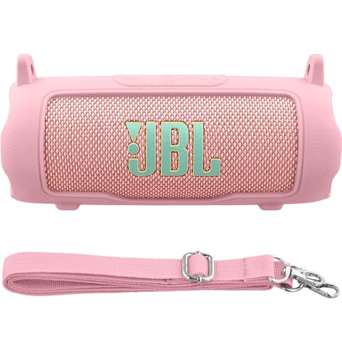 Baval Silikonhülle, kompatibel mit JBL Flip 7 tragbarem Bluetooth-Lautsprecher (rosa Abdeckung) von Baval