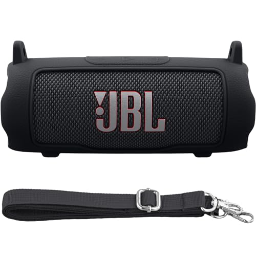 Baval Silikonhülle, kompatibel mit JBL Flip 7 tragbaren Bluetooth-Lautsprechern (schwarze Abdeckung) von Baval
