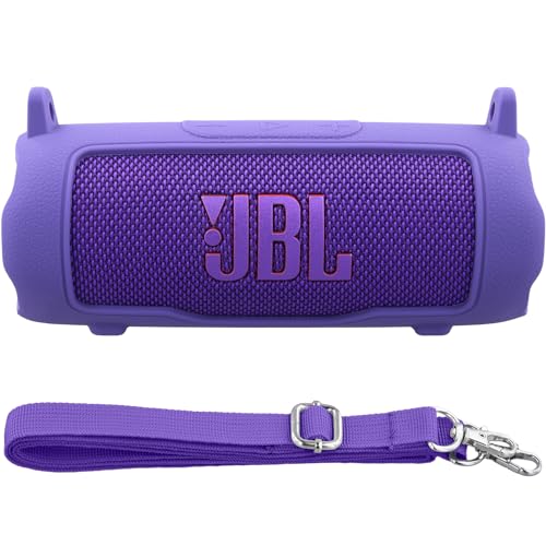 Baval Silikonhülle, kompatibel mit JBL Flip 7 tragbaren Bluetooth-Lautsprechern (violette Abdeckung) von Baval