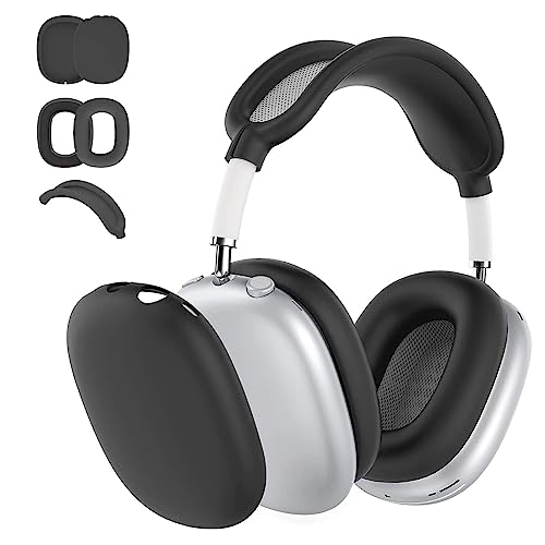 3-in-1-Silikonhülle, kompatibel mit Apple Airpods Max Kopfhörern (2024/2020), kratzfeste Ohrpolster-Hülle, Ohrmuscheln und Kopfbandabdeckung, kompatibel mit Apple Airpod Max (schwarz) von Bavane