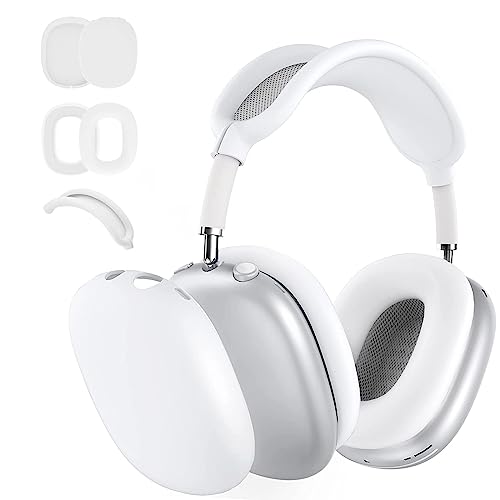 3-in-1-Silikonhülle, kompatibel mit Apple Airpods Max Kopfhörern (2024/2020), kratzfeste Ohrpolster-Hülle, Ohrmuscheln und Kopfbandabdeckung, kompatibel mit Apple Airpod Max (weiß) von Bavane