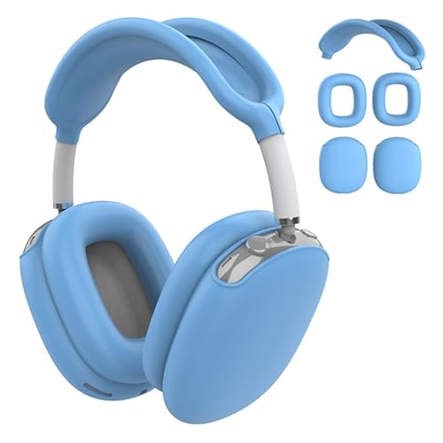 3-in-1-Silikonhülle, kompatibel mit Apple Airpods Max Kopfhörern (2024/2020), kratzfeste Ohrpolster, Ohrmuscheln und Kopfbandabdeckung, kompatibel mit Apple Airpod Max (Himmelblau) von Bavane