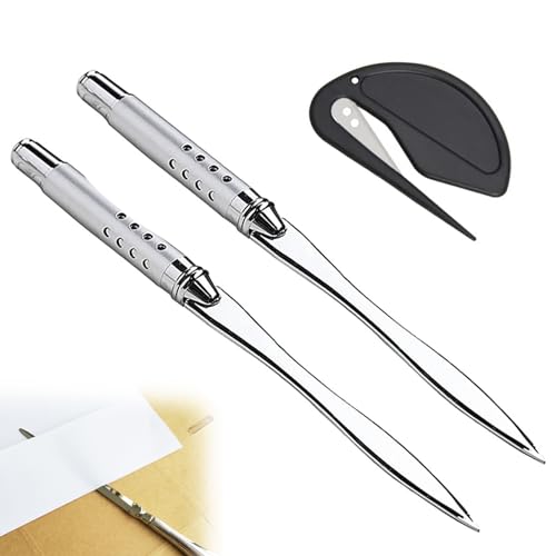 Brieföffner,Letter Opener aus Metall,Brieföffner aus Edelstahl Messer,Metall Brieföffner Messer,Messer Zum öffnen Umschlägen,Für Desktop Haus Büro Schule,Briefumschlagschneider,2pcs von Bavooty