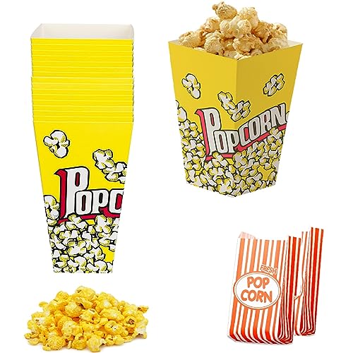 Popcorn Boxen Popcorntüten,Kleine Popcorntüte,Papiertüten Partytüte,Popcorn Box Candy Tüte,24 Stück Popcorn Box Partytüten,mit 5 Stück Popcorn Tüten,für Geburtstagstheater Themenpartys Filmnächte von Bavooty
