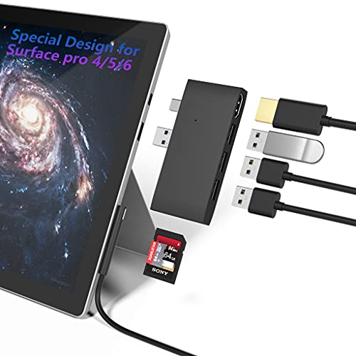 Surface Pro USB Hub Docking Station, Bawanfa Aluminium Surface Pro 4/5/6 USB 3.0 Hub mit 4K HDMI, 1 x USB 3.0-Port, 2 x USB 2.0-Ports, SD/Micro-SD-Kartenleser für Microsoft Surface Pro 4/5/6 von Bawanfa