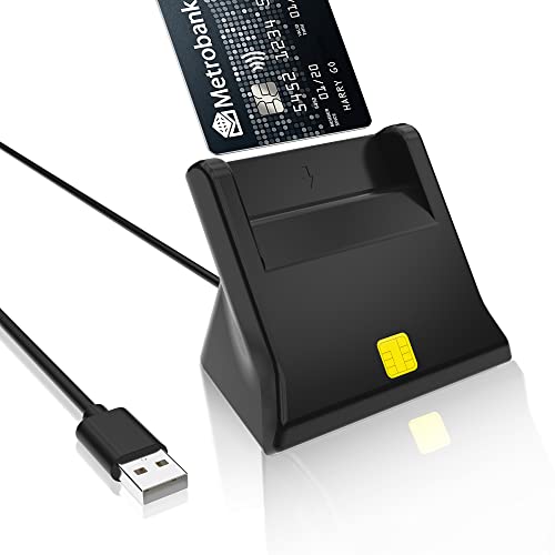 USB Chipkartenlesegerät - Smartcard Reader USB - Plug & Play - Unterstützt Smart Cards/CAC/Chip-Gesundheitskarte/IC Bank/Chip-Karte/E-Tax, mit USB-Kabel & LED, für Windows XP/Vista/7/8/10/11 von Bawanfa