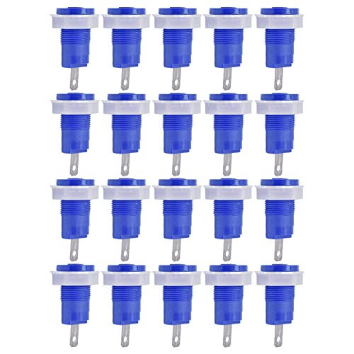 Baxnore 20 PCs 4 mm Bananen-Sockel-Bindungspost, 32A-Messingschweißanschlüsse mit ABS-Gehäuse, 12 mm Panel-Mount-Anschlüsse für elektrische Testgeräte (Blau) von Baxnore