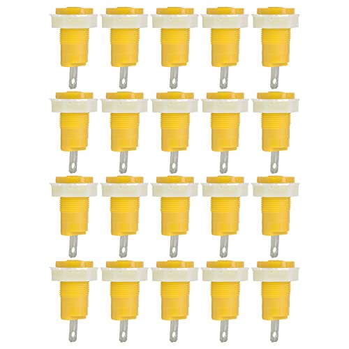Baxnore 20 PCs 4 mm Bananen-Sockel-Bindungspost, 32A-Messingschweißanschlüsse mit ABS-Gehäuse, 12 mm Panel-Mount-Anschlüsse für elektrische Testgeräte (Gelb) von Baxnore