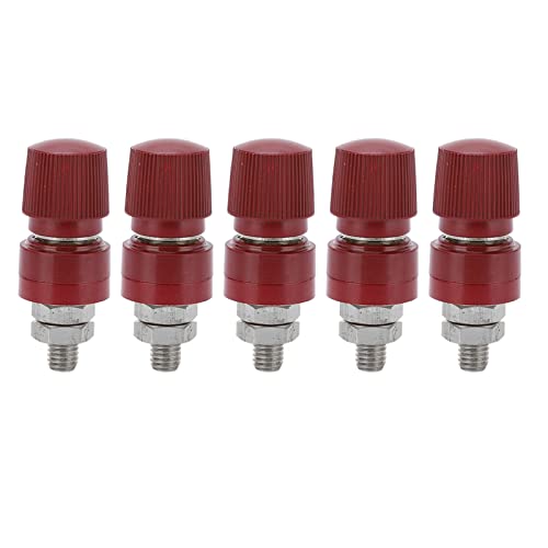 Baxnore 5 PCS M8 Messingterminal Post, Wechselrichteranschluss für Schweißmaschinen, Bakelitbasis mit 42 mm Schraube, elektrischer Bindungspfosten für Automobilmarine -RV (Red) von Baxnore