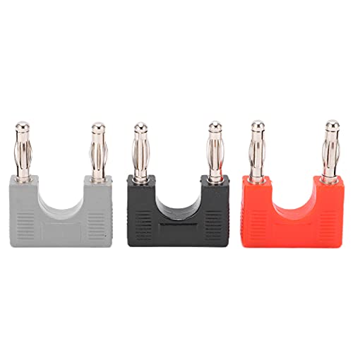 Baxnore Doppelzeile Bananenstopfen, U38 ABS+Kupferanschluss, 4 mm Steckerbreite mit 19 mm Abstand, rot/schwarz/grau für Schwingsinstrumente von Baxnore