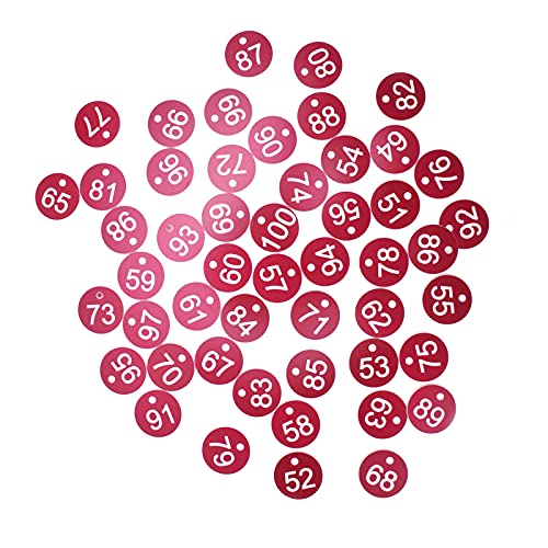 Nummeriertes Etikett nummerierte Tag Bright Color Haltlable ABS Material Runde Etiketten mit Zahlen für Farm Vieh -Bienenzucht Tierhemmung Management 50pcs (51-100) von Baxnore