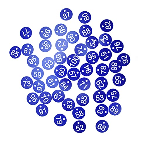 Nummeriertes Etikett nummerierte Tag Bright Color Haltlable ABS Material Runde Etiketten mit Zahlen für Farm Vieh -Bienenzucht Tierhemmung Management 50pcs (51-100) von Baxnore