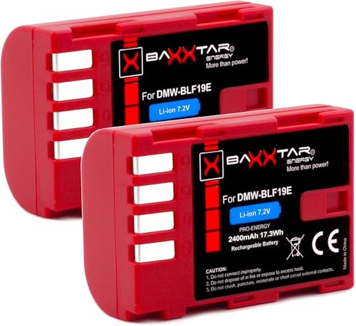 Baxxtar Pro DMW BLF19 E Akku (2X 2400 mAh + Infochip) Kompatibel mit Panasonic Lumix DC G9 GH5 GH5s DMC GH3 GH4 GH4R - Sigma BP-61 usw. von Baxxtar