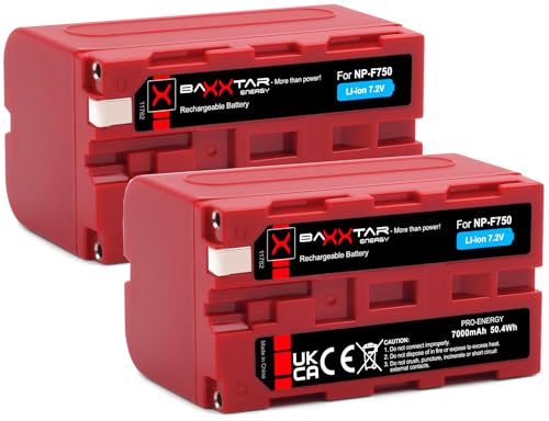 BAXXTAR PRO 2X Akku NP-F750 echte 5200mAh - LG Cells Inside - kompatibel mit Sony NP-F750 / NP-F550 NP-F570 / NP-F970 / NP-F960 / NP-F570 von Baxxtar