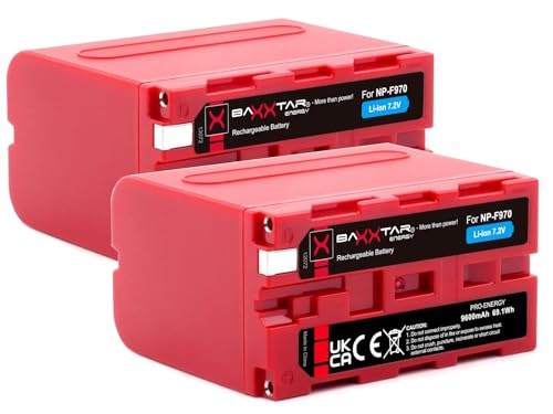 Baxxtar Pro NP-F970 Akku echte 9600 mAh (2X) - kompatibel mit Sony NP-F980 / NP-F970 / NP-F750 usw. von Baxxtar