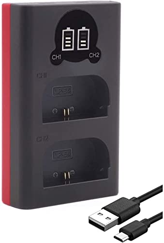 Baxxtar 18602 LP-E6NH LP-E6N LP-E6 Akku-Ladegerät/Mini Dual LCD/Versorgung über USB-C oder Micro-USB von Baxxtar