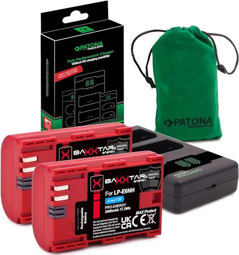 Baxxtar MaxProtect LP-E6NH Akkus (2X 2400mAh) NTC Sensor V1 Gehäuse - 1500mA Ladegerät PD-Performance USB-C - EOS R R5 R5c R6 R6II R7 60D 70D 80D 90D 5DS 5DS R 5D II III IV 6D I II 7D I II etc. von Baxxtar