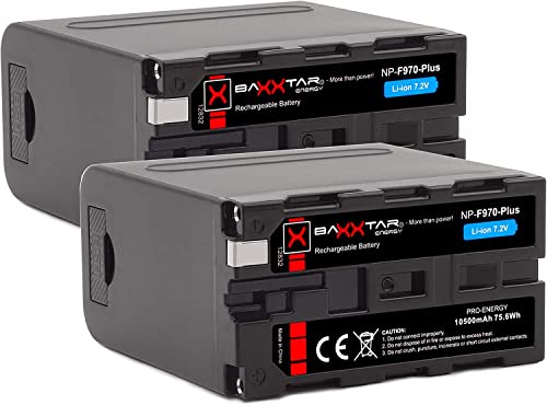 Baxxtar PRO NP-F970 Plus Akku (2X 10500mAh) – LG Zellen, USB & DC Ausgang, Battery Check – Ersatz für Sony NP-F970, NP-F980, NP-F990, NP-F960 ... von Baxxtar