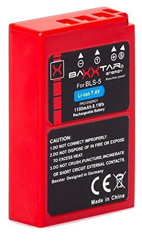Baxxtar PS-BLS-5 Akku 1100mAh Ersatzakku kompatibel mit Olympus E-450 OM-D E-M10 Mark II III S IV Pen E-P3 E-PL1 E-PL2 E-PL3 E-PL5 E-PL6 E-P7 E-PL7 EPL8 EPL10 EPM1 EPM2 EP7 E-M10IV BLS5 von Baxxtar