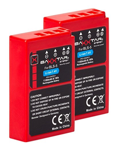 Baxxtar PRO BLS-5 BLS-50 Akku (2X echte 1100mAh) mit Infochip - Kompatibel mit Olympus und OM-System von Baxxtar