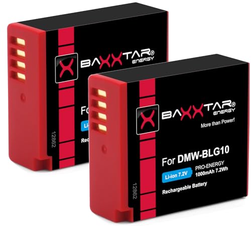 Baxxtar 2X DMW-BLG10E DMW-BLG10 Akku 1000mAh Ersatzakku kompatibel mit Panasonic Lumix DC GX9 G110 G100 TZ202 TZ101 TZ99 TZ91 GF3 GF5 GX7 GX80 LX100 II ZS70 ZS110 DMWBLG10 BLG10 von Baxxtar