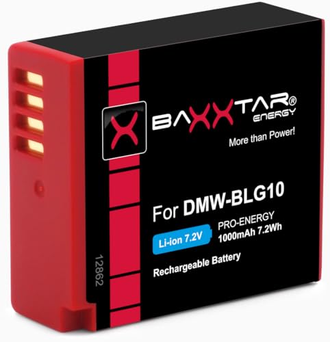 Baxxtar PRO DMW-BLG10-E DMW-BLE9-E Leica BP-DC15-E Akku (1000mAh) Kompatibel mit Panasonic Lumix DC LX100 II GX9 TZ202 TZ96 TZ91 DMC TZ101 TZ81 GF6 GX7 GX80 LX100 S6 - Leica C-LUX D-LUX usw. von Baxxtar