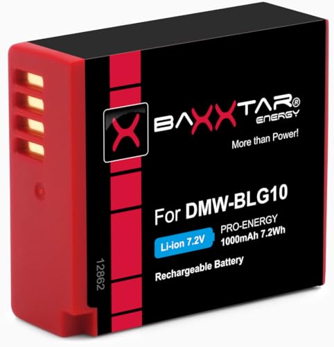 Baxxtar DMW-BLG10E DMW-BLG10 Akku 1000mAh Ersatzakku kompatibel mit Panasonic Lumix DC GX9 G110 G100 TZ202 TZ101 TZ99 TZ91 GF3 GF5 GX7 GX80 LX100 II ZS70 ZS110 Leica C D Lux BLG10 von Baxxtar