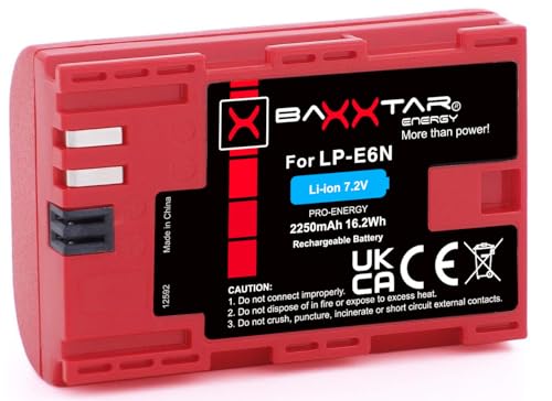 Baxxtar Pro II LP-E6N LP-E6 2250mAh Batterie de Rechange optimisée von Baxxtar