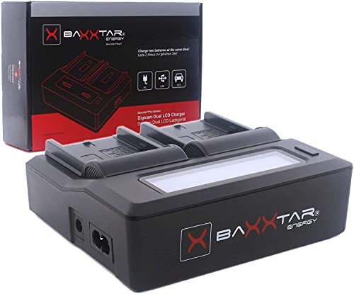 Baxxtar PRO LP-E6NH LP-E6N LP-E6 Akku Ladegerät (LCD Dual) mit Netzkabel Kfz Adapter und USB-Ausgang von Baxxtar