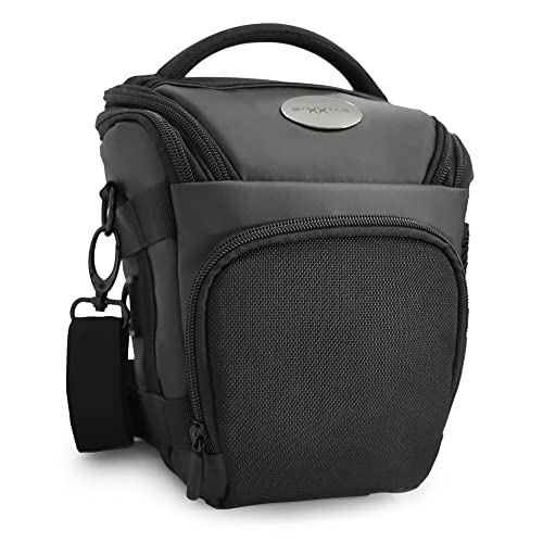 Baxxtar PRO NOVO SLR Kameratasche Colt Tasche schwarz (Schulter- Beckengurt, Gurttunnel) Kompatibel mit Canon EOS RP R7 R8 R10 R50 250D 2000D 4000D - Nikon Z50 D5600 - Sony Alpha 7 - Panasonic DC GH7 von Baxxtar