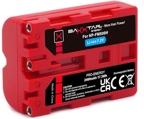 Baxxtar NP-FM500H Akku 2600mAh Ersatzakku kompatibel mit Sony Alpha DSLR-A100 A200 A300 A350 A450 A500 A550 A560 A580 A700 A850 A900 SLT-A57 A65 A77 A99 A57K A65V A99 II FM500H FM-500H von Baxxtar