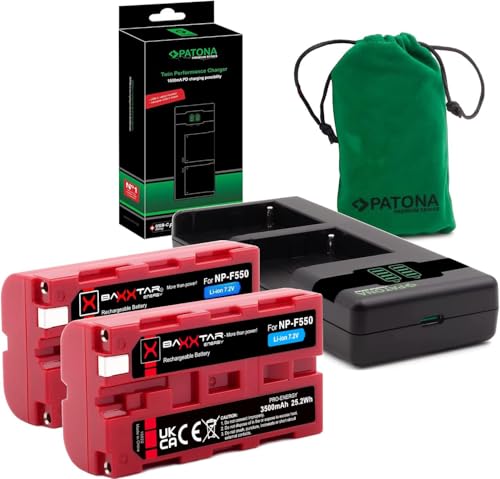 Baxxtar Pro NP-F550 NP-F570 Akku (2X 3500 mAh) mit PD Performance USB Ladegerät 161951 (max. 1500 mA) von Baxxtar