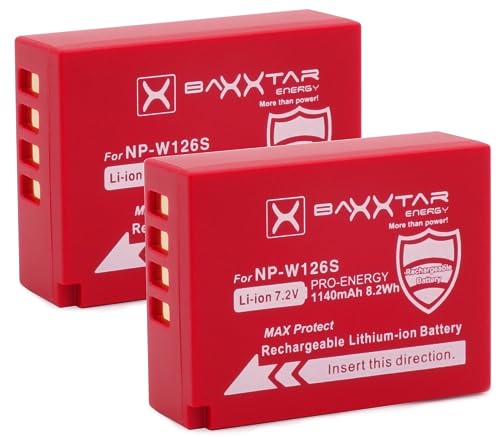 Baxxtar Pro 2X Akku NP-W126s - Serie MaxProtect (1140mAh) mit aktivem NTC-Sensor und V1 Schutzgehäuse - ohne Verwendungseinschränkung von Baxxtar