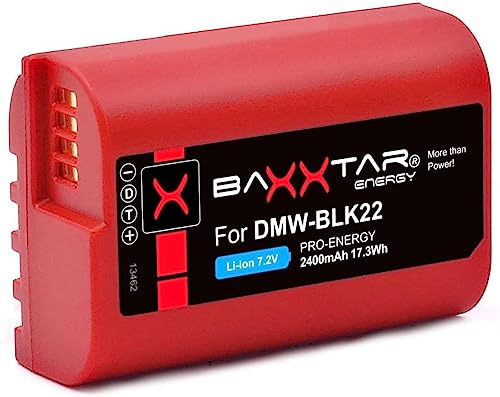 Baxxtar Pro Akku DMW BLK22 BLK22E (2400mAh) - kompatibel mit Panasonic DC S5 S5II S5II-X S5K G9 GH5 GH5 II GH5S von Baxxtar