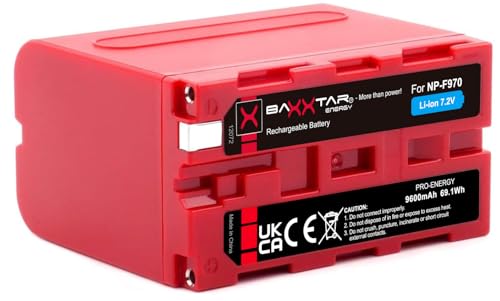 Baxxtar Pro NP-F970 Akku (echte 9600 mAh) kompatibel mit Sony NP-F990 NP-F980 NP-F970 NP-F960 NP-F950 NP-F750 usw. von Baxxtar