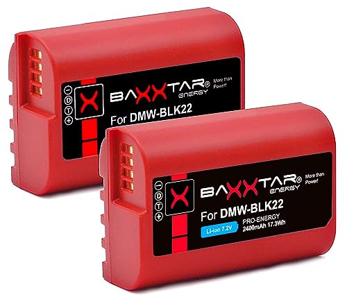 Baxxtar Pro DMW BLK22 E Akku (2X 2400mAh) mit aktivem NTC Sensor - optimiert - DC-S5 DC-S5D DC-S5K DC-S5-X DC-S5II DC-S5-IIX DC-GH5 DC-GH5-II DC-GH5S DC-GH6 DC-G9 von Baxxtar