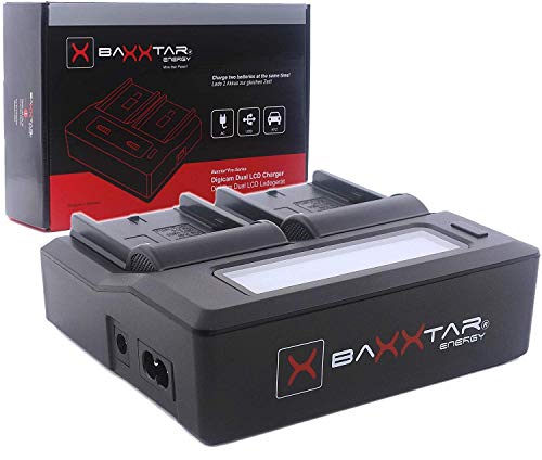 Baxxtar Pro - LCD DUAL Ladegerät - kompatibel mit Akku Sony BP-U30 BP-U35 BP-U60 BP-U65 BP-U70 BP-U90 BP-U95 BP-U100 von Baxxtar