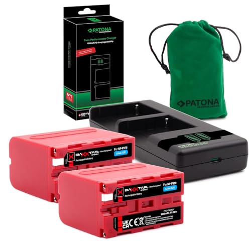 Baxxtar 2x NP-F970 Akku 9600mAh mit Ladegerät PD-Performance USB-C (1500mA) kompatibel mit Sony Camcorder LED Indikatoren Beleuchtung Videoleuchte Kamera Monitore Battery NP F550 F750 F950 F970 NPF970 von Baxxtar
