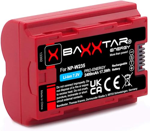 Baxxtar Pro NP-W235 Akku (2400mAh) mit NTC Sensor und Transportschale - Kompatibel mit Fuji Fujifilm GFX50s II GFX-100S GFX-100 II X-H2 X-H2S X-S20 X-T4 X-T5 Baxxtar Pro NP-W235 Akku (2400mAh) mit NTC Sensor und Transportschale - Kompatibel mit Fuji Fujifilm GFX50s II GFX-100S GFX-100 II X-H2 X-H2S X-S20 X-T4 X-T5 von Baxxtar