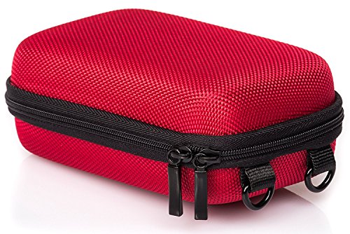 Baxxtar Pure Red L Kameratasche Hardcase für Kompaktkameras rot (Gurt - Gürtelschlaufe) für CyberShot DSC HX90 HX95 HX99 - Lumix TZ71 - PowerShot SX720 - Olympus/OM TG-7 TG-6 .. von Baxxtar