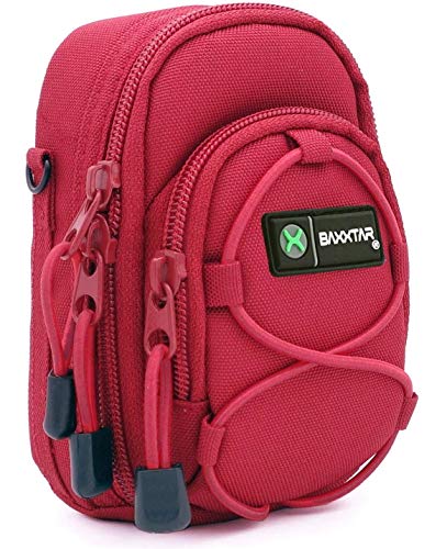 Baxxtar Redstar V4 Kameratasche rot Größe (L) kompatibel mit Coolpix A900 A1000 - Lumix DC TZ202 TZ99 TZ96 TZ95 TZ91 DMC TZ101 TZ81 LX15 - PowerShot SX730 SX740 usw. von Baxxtar